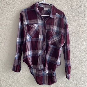 Red, plaid button down shirt